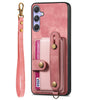 For Samsung Galaxy S25 5G Retro Cross Wristband Wallet Leather Back Phone Case(Pink)
