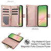 For Samsung Galaxy A56 5G YM016 Rhombic Zipper Card Wallet Leather Phone Case with Lanyard(Rose Gold)