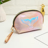 Semicircle Cartoon Fishtail Laser Makeup Toiletry Bag(Light Pink)