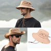 Outdoor Sun Hat Hiking Big Brim Breathable Sunscreen Fisherman Hat(Khaki)