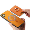 For Samsung Galaxy XCover 7 Retro Cross Leather Ring Vertical Insert Card Bag MagSafe Phone Case(Yellow)