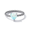 S925 Sterling Silver Heart Opal Snake Pattern Women Ring, Size:6