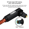 EMK 90 Degree Swivel Adjustable Right Angled 360 Degrees Rotatable Plug Nylon Woven Mesh Optical Audio Cable, Cable Length:5m(Orange)
