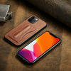 For iPhone 12 mini Fierre Shann Full Coverage Protective Leather Case with Holder & Card Slot(Brown)