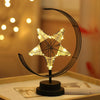 Star Moon Shape Iron Night Light Decorative Light, Battery Version (Black)