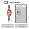 SKMEI 1407 Business Fashion Watch with Diamonds Delicate and Elegant Square Zinc Alloy Quartz Watch for Women Rose Gold
