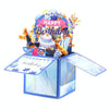 Colorful 3D Three-dimensional Handmade Hollow Paper Carving Birthday Card(Blue)
