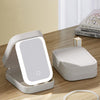 Multifunctional LED Light Cosmetic Mirror Cosmetic Bag Jewelry and Cosmetics Storage Box(White)