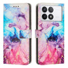 For Redmi K70 Pro / K70 Painted Marble Pattern Leather Phone Case(Pink Purple)