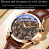 OLEVS 2871 Men Multifunctional Sports Chronograph Luminous Quartz Watch(Black + Rose Gold)