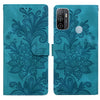 For Samsung Galaxy A33 5G Lace Floral Embossed Magnetic Buckle PU Phone Case With Wrist Strap(Green)