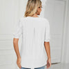 Women Summer Casual V-Neck Hollow Bubble Sleeve Loose T-Shirt, Size: M(White)