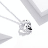 S925 Sterling Silver Heart-shaped Panda Women Nacklace Jewelry