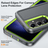 For Samsung Galaxy S24 / S25 5G Rugged PC Hybrid Silicone Phone Case with Holder(Grey+Fresh Green)