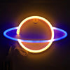 LED Planet Neon Light Bedroom Universe Shape Decoration Night Light(Blue + Warm White Light)