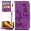For Galaxy A3 (2017) / A320 Butterflies Embossing Horizontal Flip Leather Case with Holder & Card Slots & Wallet & Lanyard (Purple)