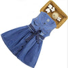 Summer Girl Sleeveless Denim Skirt Dress, Size:120cm(Dark Blue Dot Belt)