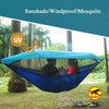 Parachute Cloth Anti-Mosquito Sunshade With Mosquito Net Hammock Outdoor Single Double Swing Off The Ground Aerial Tent 270x140cm (Army Green)