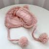 Hand-Woven Children Knitted Ear Protection Hat Autumn and Winter Thickened Baby Pineapple Grain Woolen Hat, Size: 48-53cm Head Circumference(Pink)