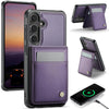 For Samsung Galaxy S25+ 5G JEEHOOD J06 British Style RFID MagSafe Card Bag PU Phone Case(Purple)