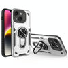 For iPhone 14 Metal Rotating Bracket TPU + PC Magnetic Phone Case(White)