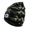 Unisex Warm Winter Polyacrylonitrile Knit Hat Adult Head Cap with 4 LED Lights, Button Battery (Army Green)