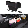Car Multi-functional Co-pilot Seat Console PU Leather Box Cigarette Lighter Charging Pocket Cup Holder Seat Gap Side Storage Box (Black)