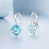 S925 Sterling Silver Platinum-plated Blue-green Glass Diamond Earrings(BSE1047)