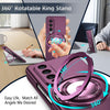 For Samsung Galaxy Z Fold3 360 Rotation Ring Holder MagSafe Shockproof PC Phone Case(Wine red)