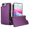 For iPhone 8 Plus / 7 Plus Double Flap Zipper RFID Leather Phone Case with Short Lanyard(Dark Purple)