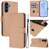 For Samsung Galaxy A26 5G Skin Feel Solid Color Leather Phone Case with Lanyard(Nude)