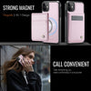 For iPhone 11 JEEHOOD J06 British Style RFID MagSafe Card Bag PU Phone Case(Pink)