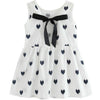 Girls Cotton Linen Love-heart Pattern Lace-up Dress(White)