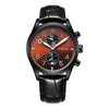 Ochstin 5043G Multifunctional Waterproof Leather Strap Quartz Watch(Black+Black+Coffee)