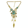 Exaggerated Openwork Pattern With Turquoise Alloy Stones Necklace(Gold)