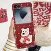 For Samsung Galaxy Z Flip6 5G Skin Fee Litchi Pattern Scarf Embroidered Dog Phone Case(Red Polka Dots)