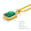 Hip Hop Mini Rhinestone Colorful Pendant Twist Necklace for Men(Gold and Green)