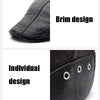 12982 Autumn and Winter Adjustable PU Leather Perforated Peaked Cap, Size:One Size(Black)