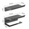 Stainless Steel Bathroom Roll Paper Holder No-Punch Cell Phone Storage Shelf, Style: Phone Rack (Black)