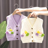 Baby Girl Knitted Vest Flower Sweater Outer Undershirt, Size: 90cm(Beige)