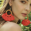 1 Pairs Ethnic Style Cotton Tassel Earrings Exaggerated Earrings Long Earrings( Pink)