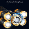 Rechargeable Waterproof Outdoor Headlight Zoom Sensor Light, Colour: Golden Induction (2 Batteries 1 Charger)
