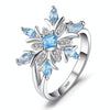 Fashion Snowflake Flower Blue Topaz Ring Jewelry Women, Ring Size:7