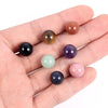 1 Pairs DIY Simple Round Natural Agate Stone Women All-match Stud Earrings(Golden Stone)