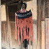 Halloween Hang Ghost Resin Electric Skull Bar Door Welcome Ghost Voice Skeleton Props Decorations(Orange)