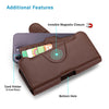 NUOKU 5.5-6.7 Inch Dual Phone Belt Clip Carrying Pouch Litchi Texture Leather Phone Case(Dark Brown)