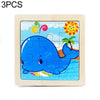 3 PCS Kids Wooden Cartoon Puzzle Jigsaw Toy Early Educational Toys(Whale)