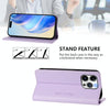 For iPhone 15 Pro Max RC01 Dual-Folded Magnetic Suction RFID Leather Phone Case(Light Purple)