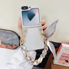 For Samsung Galaxy Z Flip5 5G Sparkling Diamond Rhombus PC Phone Case with Silk Scarf Bracelet(Silver)