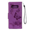 For Galaxy Note 8 Pressed Flowers Butterfly Pattern Horizontal Flip Leather Case with Holder & Card Slots & Wallet & Lanyard (Purple)